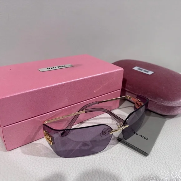 Miu Miu Woman’s Sunglasses MU 54YS Gold Light Purple Brown 5AK0/6I - Picture 10 of 11